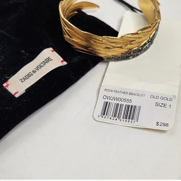 Zadig & Voltaire Gold and Black Feather Bracelet - Picture 7 of 7